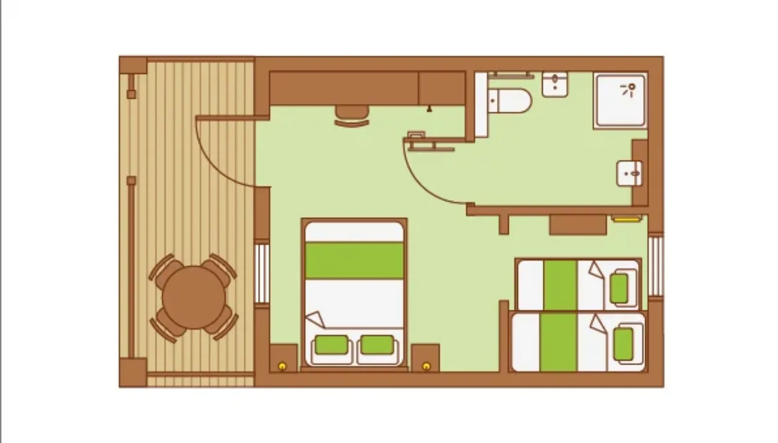 Detailed one-bedroom apartment floor plan layout