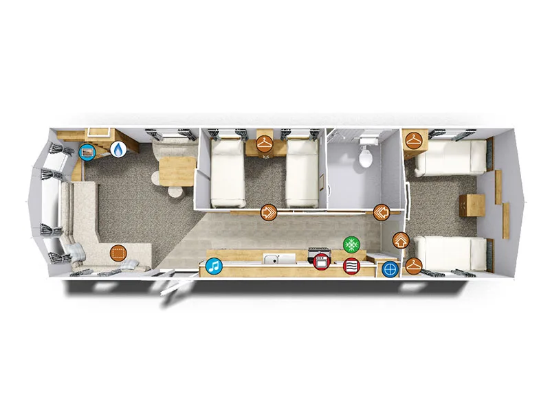 Overhead view of detailed apartment floor plan layout
